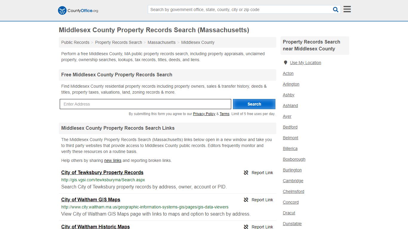 Middlesex County Property Records Search (Massachusetts) - County Office